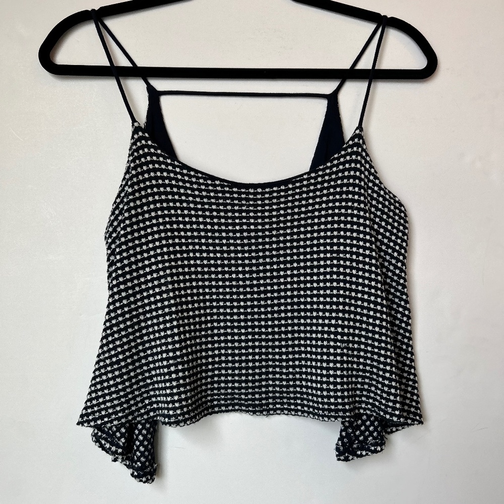 Fourteen & Ninth Blue & White Flowy Swing Camisole Tank Top Crop Top Shirt Sz M